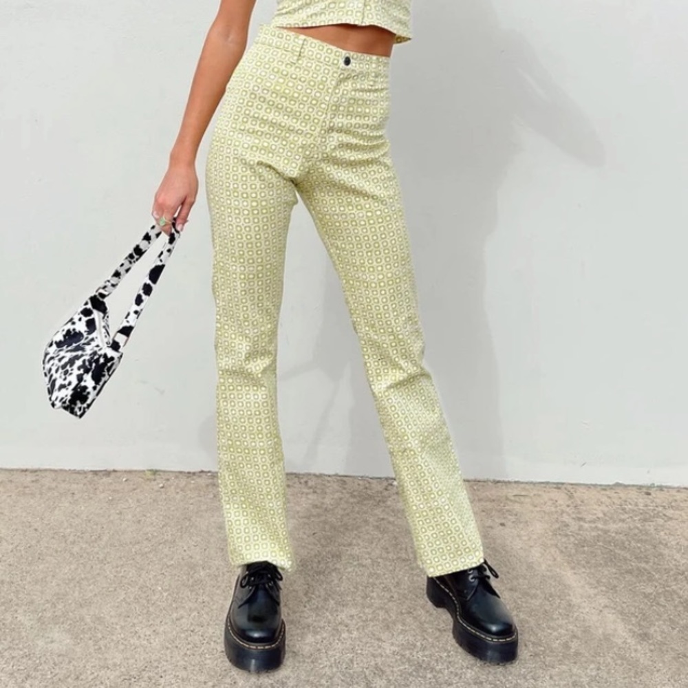 MOTEL ZOVEN TROUSER GREEN GEO RETRO